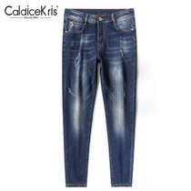 “CaldiceKris （中国CK）四季新款破洞弹力修身韩版休闲牛仔裤CK-FSL862 尺码：28-38 产品材质：