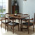 餐桌实木餐桌椅组合现代简约长方形饭桌北欧日式小户型餐厅家具橡胶木桌子(一桌六椅牛角椅1.5米胡桃色)