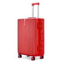 铝框箱子行李箱学生拉杆箱24寸女旅行箱20寸登机拉箱密码箱小清新(22寸 红（铝框款）)