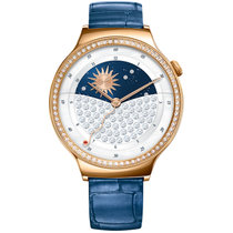 华为 HUAWEI WATCH 星月系列（玫瑰金）蓝色鳄鱼纹牛皮表带