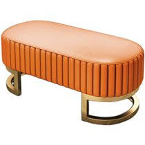 现代意式轻奢客厅沙发凳卧室床尾凳换鞋凳金属不锈钢脚长条皮凳(可定制颜色)