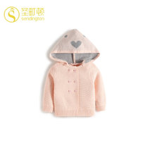 女童秋冬款纯棉长袖开衫毛衣外套婴儿童宝宝2020年新款韩版可拆帽SB9D80354(90cm 粉色)