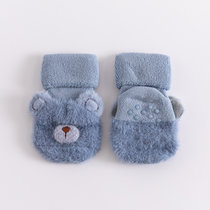 儿童毛圈袜冬季加厚宝板袜立体卡通防滑学步保暖婴儿袜子(蓝色 M(1-3岁）)