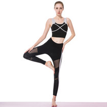 凯仕达新品女款时尚修身显瘦两件套跑步运动健身服瑜伽服套装 B6032(女款-黑色整套 L)
