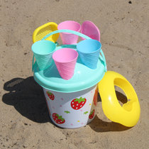 乐佳凡夏天儿童沙滩戏水玩具早教工具挖沙漏铲子玩沙土玩雪亲子互动套装沙滩桶玩具礼物 冰淇淋沙滩桶9件套(混色 版本)