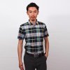2013爆款男士立领经典大格纹撞色商务短袖衬衫（新型棉）C13026(绿色格子 38)