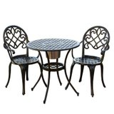 【百伽】户外家具 铸铝网格 铸铝桌椅 别墅桌椅三件套 田园桌椅