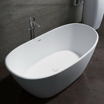人造石浴缸 小户型家用舒适一体式浴缸薄边独立式 卫生间浴缸 酒店民宿椭圆型浴缸(GM-8016S【白色】)