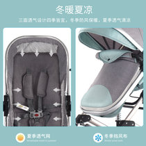 婴儿推车轻便高景观可坐可躺四轮避震折叠双向宝宝推车新生婴儿车(灰色)