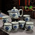 茶具套装整套陶瓷防烫双层杯功夫茶具中式青花瓷茶壶茶杯家用.Sy  套装(蓝牡丹)(套装)