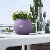 花盆德国进口Lechuza家居花盆自动吸水懒人创意圆球形 状塑料储水桌面智能花盆(浅紫色)
