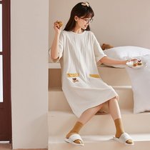 SUNTEK睡裙女士夏季2022年新款短袖薄款大码可爱少女睡衣夏天家居服(qz0305-（女士）)