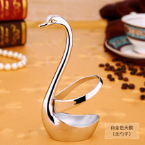 德国 咖啡勺子欧式小勺子个性创意可爱304不锈钢搅拌勺棒咖啡匙(白金色天鹅（无勺子） 默认版本)
