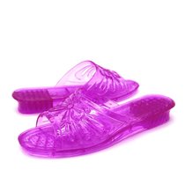 SUNTEK果冻透明水晶塑料平跟女拖鞋女士夏季坡跟厚底室外凉拖鞋塑胶大码(11号(38码) 紫罗兰)
