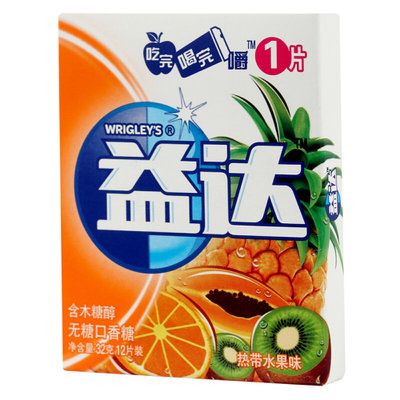 益达无糖口香糖热带水果味(12片装)32g