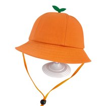 SUNTEK儿童渔夫帽女男韩版定制小黄帽日系小丸子帽定做幼儿园小学生帽子(52CM（适合2岁以下学龄前） 桔色小草)