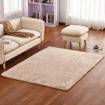 现代简约丝毛加厚地毯卧室客厅茶几床边毯(50cmx80cm)(丝毛浅驼色 50cmx80cm)