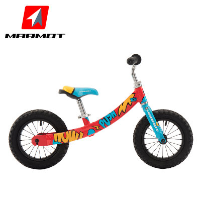 MARMOT土拨鼠儿童山地自行车学步车滑行车平衡车童车1-4岁12寸(绿白蓝)