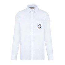 Gucci/古驰男士白色纯棉刺绣长袖衬衫597965-ZADBX-9000 15.5蓝 百搭