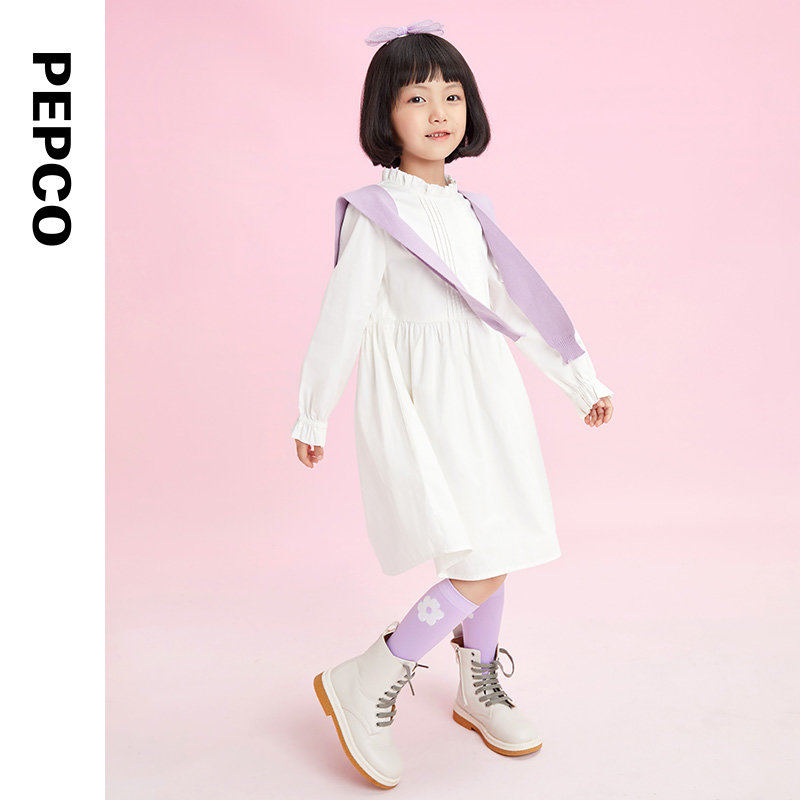 女童装小猪班纳童装2021秋季新款儿童休闲长袖连衣裙中大童女童裙子