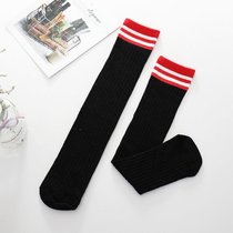 3双装韩版儿童中筒袜休闲过膝长筒袜无后跟儿童袜1-16岁(黑色1双 均码长度约40cm)