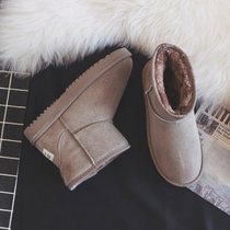 SUNTEK冬季洋气雪地靴女鞋2021年新款短款棉鞋加绒加厚一脚蹬冬鞋棉靴子(37 标准尺码 卡其)