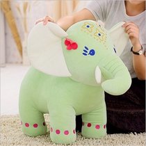 金丝维尔 新款印度象毛绒玩具彩色大象毛绒公仔 情人节生日礼物(绿色 80cm)