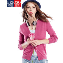 BRIOSO    2015新款女式纯色开衫针织衫     女针织衫(FB15KS09 XL)