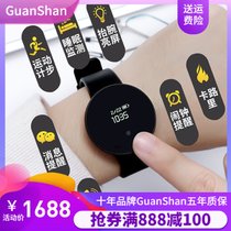 GuanShan圆形运动手环智能手表男学生多功能防水游泳计步跑步手表女小米潮升级测心率血压秒表彩屏(酷跑黑防水+来电提醒+运动计步+震动)