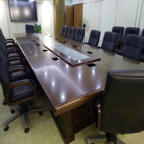 菁鸿5400*2200*760mm会议桌JH-54实木皮油漆办公长条会议桌接待长桌(适用32平) 酒红色(默认 默认)