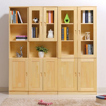 悠佰 实木儿童书柜书架自由组合松木置物柜储物柜带门简约现代书房书橱(清漆 A款+B款+C款)