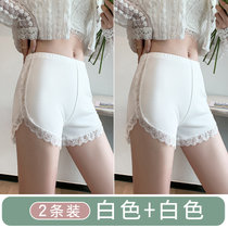 冰丝无痕安全裤女防走光夏季薄款可外穿大码黑色打底裤短裤不卷边(白色+白色 L)