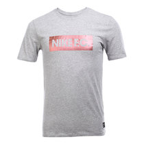 Nike耐克夏男款运动休闲圆领透气字母短袖T恤(灰白色 XXL)