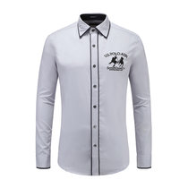 U.S.POLO.ASSN男士时尚修身长袖绣花商务休闲衬衫 C321025(浅灰色 L)