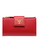 PRADA女士红色皮革手拿包零钱包1ML005-QWA-F068Z红色 时尚百搭