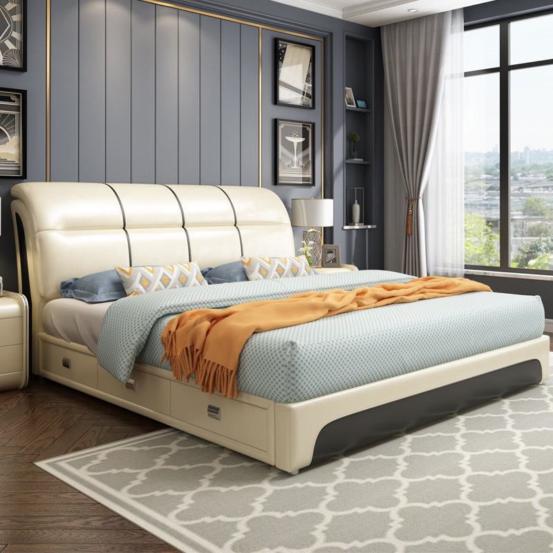 8米双人床主卧现代简约大气小户型榻榻米储物婚床(1.