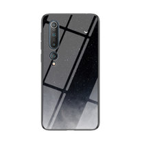 小米10手机壳新款10pro星空彩绘玻璃壳MI10防摔软边小米10PRO保护套(星空月牙 小米10)