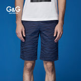 G&G2017夏季新品潮流条纹印花男装休闲短裤沙滩裤男士五分潮短裤(蓝色 28)