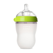 可么多么宽口径硅胶奶瓶配2滴奶嘴250ml（绿色）新生儿奶瓶 韩国原装进口