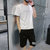 卡郎琪 短袖t恤男夏季新套装印花圆领T5分短裤潮流休闲运动套装男(KXP-T211S235白色 XL)