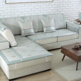 夏季沙发垫简约现代 凉席沙发巾防滑冰丝藤席皮木坐垫子定做(左岸（灰咖） 60*120cm)