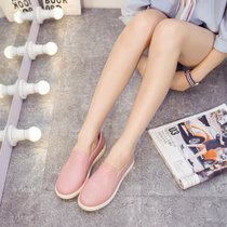 创简坊（CJIANFF）韩国时尚情侣防滑浅口雨鞋女短筒学生平底低帮水鞋套鞋厨房工作鞋(粉红色7)(44)