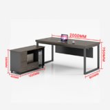 云艳YY-LCL265职员办公桌简约现代时尚板式钢架桌 2.0米单桌+侧柜(默认 默认)