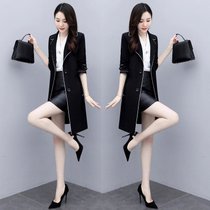 风衣外套女春秋季2021年秋装小个子气质显瘦薄中长款流行大衣(604#黑色 XL)
