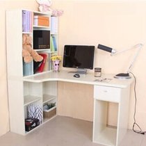 【京好】电脑桌 书柜 转角电脑桌 家用组合书柜A122 电脑书柜组合(白色 一抽屉C款)