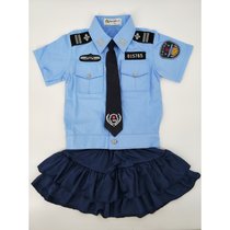 儿童小军装特警衣服套装幼儿园舞台男女童表演服小交警小警察制服(警短袖+短裙+领带)(160cm)