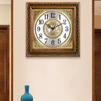 汉时(Hense）欧式创意实木雕刻装饰挂钟中式客厅静音石英时钟HW80(橡木16寸)