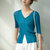 MISS LISAV领针织衫女韩版气质短袖修身五分袖T恤上衣F5124(天蓝色 M)