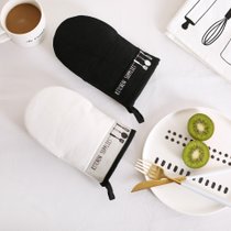 Europe 原创设计厨房元素 北欧式风格时尚盘子微波炉护手隔热手套(黑色手套 默认版本)