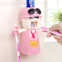 懒人自动挤牙膏器 创意壁挂牙刷架情侣洗漱套装漱口杯牙杯(粉色-挎包少女)